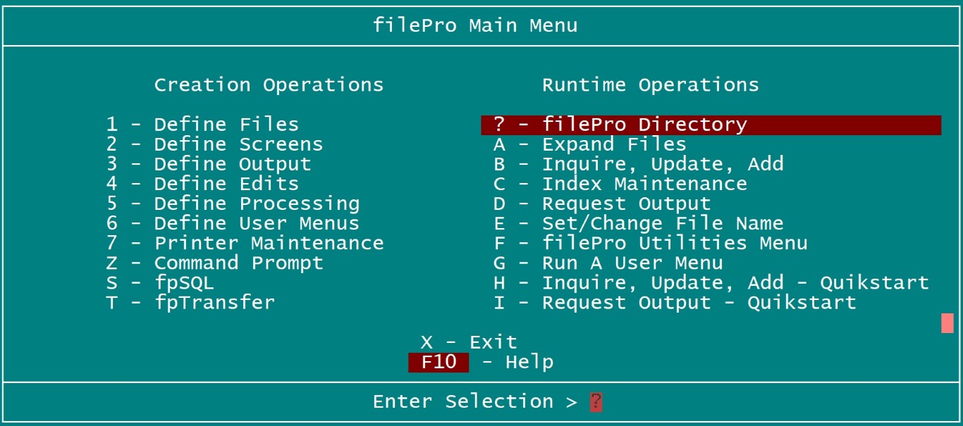 filePro Developer Interface